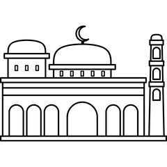 Illustration vector graphic design hand drawing style of muslim mosque