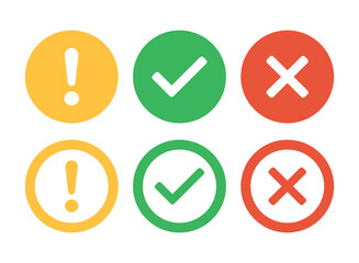 Cross and check mark icon in flat style. Checkmark right vector illustration on isolated background. Tick and cross sign business concept.