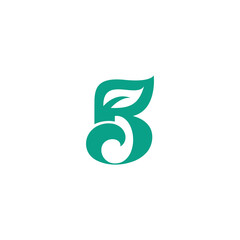 B Leaf Logo Simple Design. B Initial Nature Design