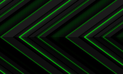 Abstract green light neon grey metallic black shadow arrow direction pattern design modern futuristic technology background vector