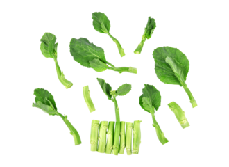 Chinese kale or Kailan or Hong Kong kale isolated on transparent background. PNG