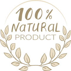 Natural products 100% Vector illustration. Natural product icon.