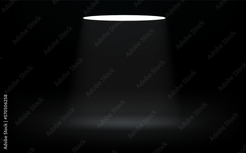 Aufkleber Black room with top light. 3d vector premium showcase for display products