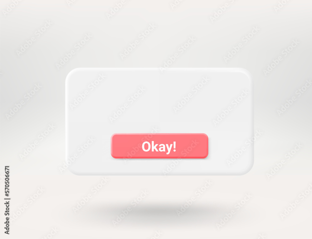Aufkleber Pop up window with red button. 3d vector window with copy space
