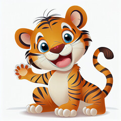 Cute cartoon tiger character. Generative AI