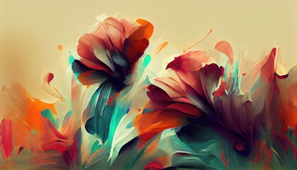 Abstract flowers paint background. Generative AI
