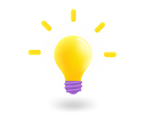 Electric glowing lightbulb. Inspiration concept. 3d vector icon isolated on white background