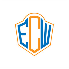 ECW abstract monogram shield logo design on white background. ECW creative initials letter logo concept.

