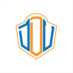 DDU letter logo design. DDU creative initials letter logo concept. DDU  monogram shield letter logo design.
