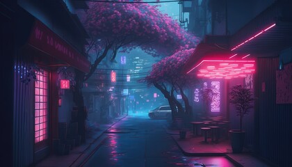 Lo-fi tokyo alley at night. Generative AI