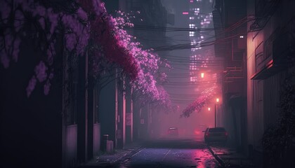 Lo-fi tokyo alley at night. Generative AI