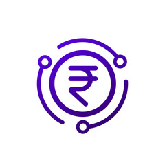 digital rupee, eINR icon, indian currency vector