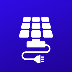 solar panel icon with electric plug