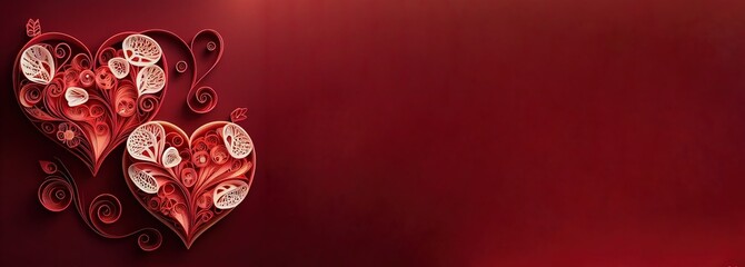 Romantic Heart Quilling Illustration for Valentine's Day with Copy Space, Wallpaper, Background