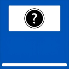 question mark icon on white button