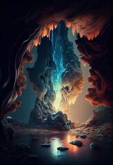 A Stunning Waterfall Trapped in a Cage, An Illustration of Nature, background, wallpaper
