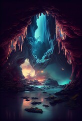 Stunning Waterfall Trapped in a Cage, An Illustration of Nature wallpaper background 