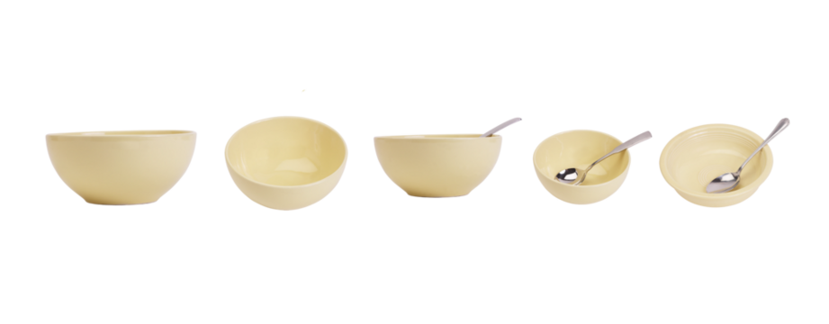 empty brown bowl and spoon with transparent background