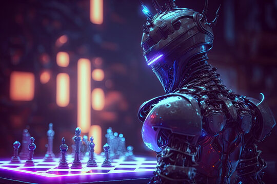 Futuristic Cyber Chess Holographic Pieces AI Stock Illustration -  Illustration of game, virtual: 281330406