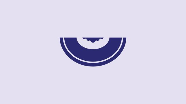 Blue Melon fruit icon isolated on purple background. 4K Video motion graphic animation