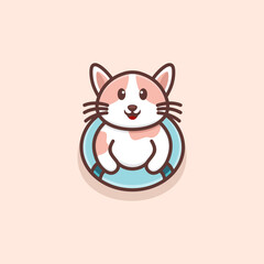 Cute Swimming Cat Logo