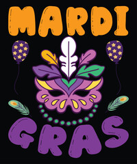 Mardi Gras, Mardi Gras shirt print template, Typography design for Carnival celebration, Christian feasts, Epiphany, culminating  Ash Wednesday, Shrove Tuesday.