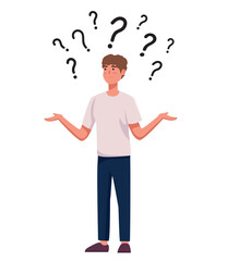 man in doubt question marks