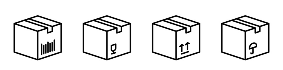 Box icon set, different style illustration