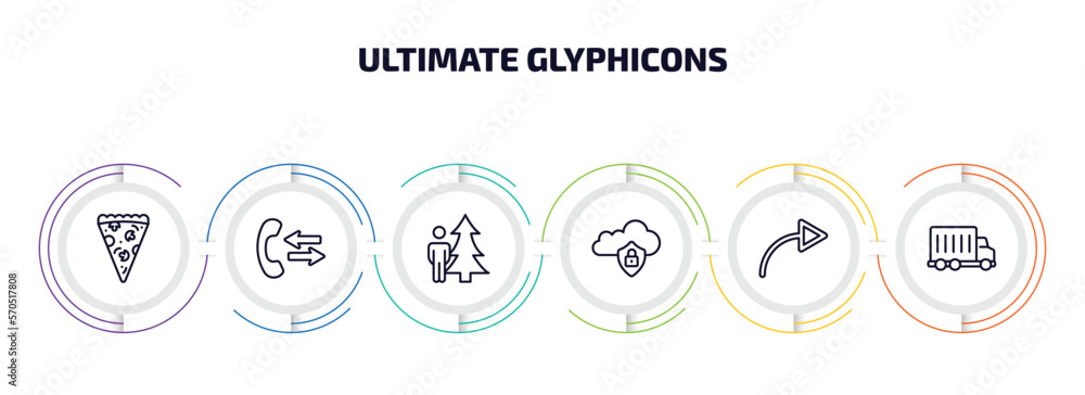 Poster ultimate glyphicons infographic element with outline icons and 6 step or option. ultimate glyphicons
