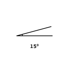 15 degree angle icon vector illustration. Abstract thin black line math symbol for geometry and trigonometry in school, geometric pictogram of right angle, fifteen degree isolated on white background