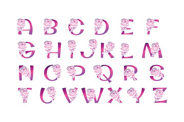 Luxury Purple and Pink Complete ABC decorative alphabetic letters abc logo design