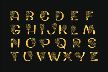 Luxury Golden Complete ABC decorative alphabetic letters abc logo design
