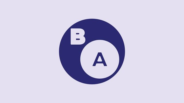 Blue Subsets, mathematics, a is subset of b icon isolated on purple background. 4K Video motion graphic animation