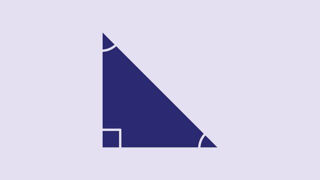 Blue Triangle math icon isolated on purple background. 4K Video motion graphic animation