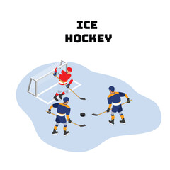 Ice hockey - winter sports 3d isometric vector illustration concept for banner, website, landing page, ads, flyer template
