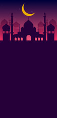 islamic silhouette mosque background vector desin