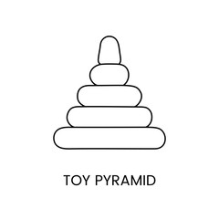Toys for kids, children's pyramid line icon in vector, illustration for kids online store.