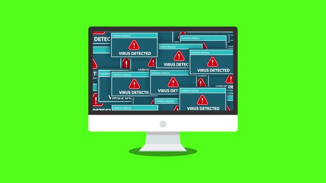 hacker attact Many Windows on desktop screen - 2D Transition animation background. Concepts of approval, acceptance and showing satisfaction. Poping sign animation.