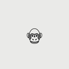 Monkey solid art vector icon isolated on white background.  filled symbol in a simple flat trendy modern style for your website design, logo, and mobile app