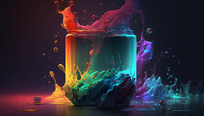 Jar of Paint, Generative AI, Colorful