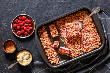 Raspberry Crumble Sheet Pan Pie, top view