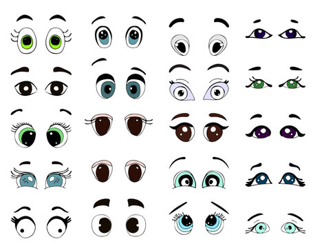 Isolated expression cartoon doodle eyes icon set