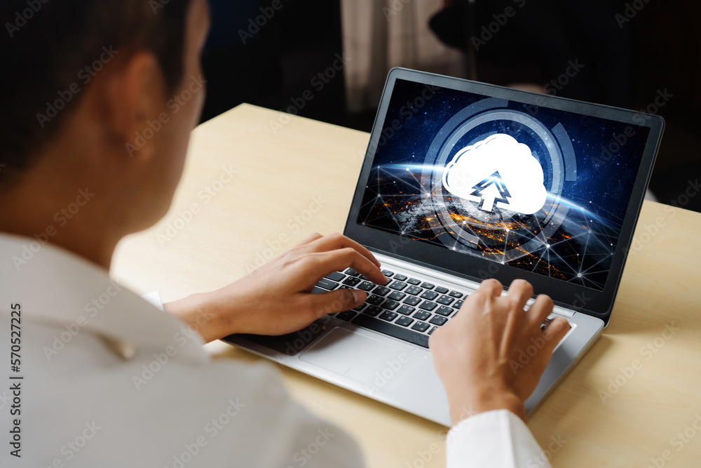 Poster cloud computing software for modish remote work and personal data storage