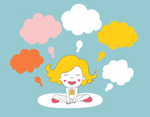 Person sitting on a cloud surrounded by objects representing different emotions. Emotions are likened to a rollercoaster, where we can express ourselves and connect with others.
