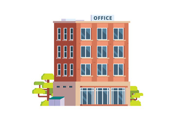 Vector office city building flat design illustration element