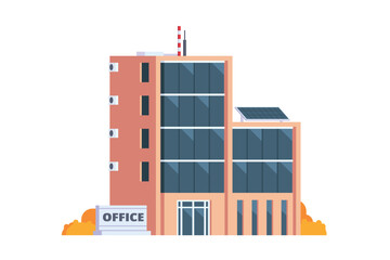 Vector office city building flat design illustration element
