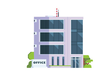 Vector office city building flat design illustration element