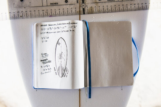 Sketch of new surfboard design
