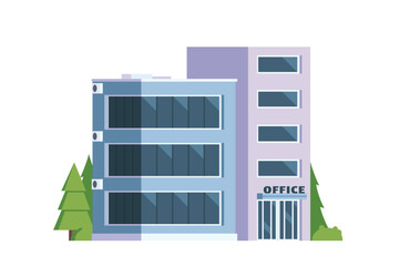 Vector office city building flat design illustration element