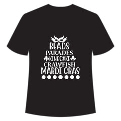 Mardi Gras shirt print template, Typography design for Carnival celebration, Christian feasts, Epiphany, culminating Ash Wednesday, Shrove Tuesday.